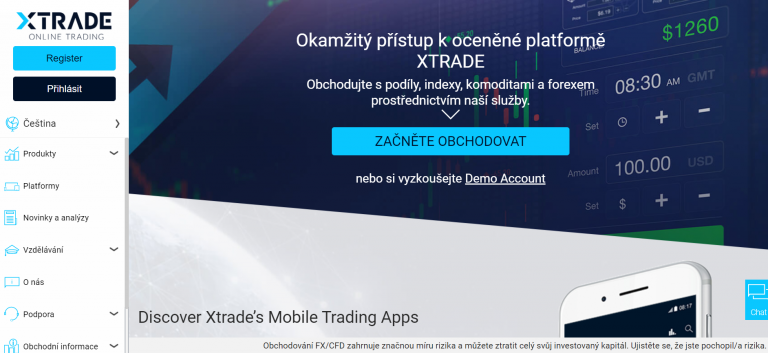 Web společnosti Xtrade