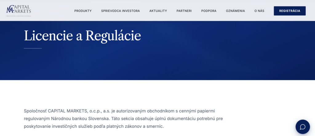 Licence - Tradeinfo.cz Licence a regulace Capital Markets
