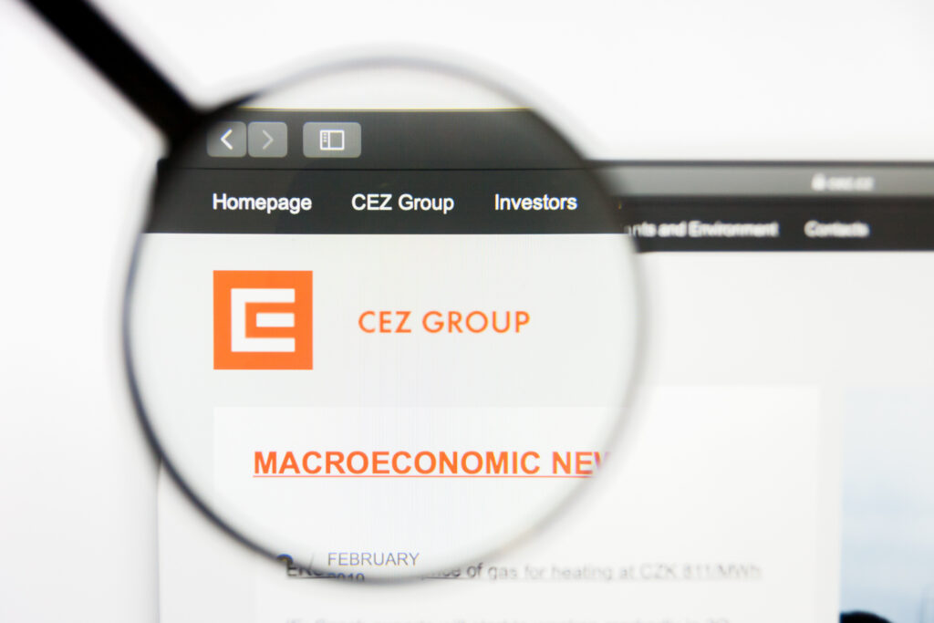 Los Angeles California USA - 12 March 2019 Illustrative Editorial CEZ Group website homepage CEZ Group logo visible on display screen - Tradeinfo.cz Akcie
