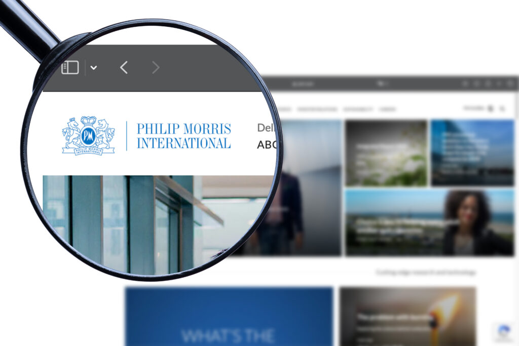 KYIV UKRAINE - 25 January 2024 Illustrative Editorial of Philip Morris International Inc website homepage Philip Morris International logo visible on display screen - Tradeinfo.cz firmy, investory