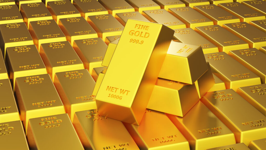 3d render of gold brick gold bar Financial concept studio shots - Tradeinfo.cz Cena zlata, inflace