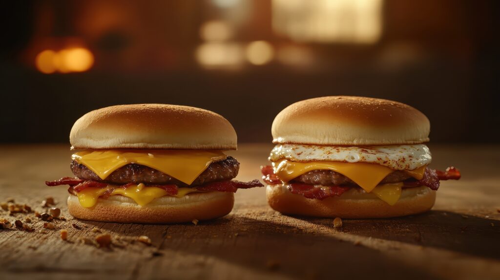 Two Delicious Burgers with Fried Egg and Bacon Displayed - Tradeinfo.cz McDonald's, Burger
Zdroj: Adobe Stock