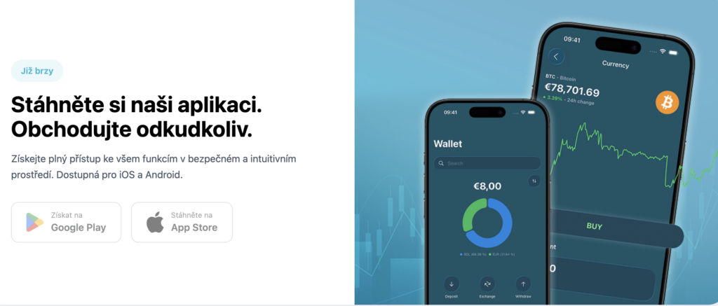 crypto4me screenshot z webu -  mobilní aplikace