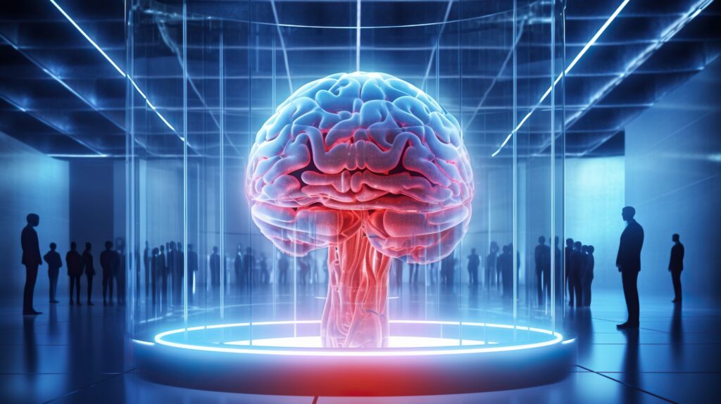 People looking at giant human brain as a supercomputer server in futuristic data center Generative AI - Tradeinfo.cz AI
Adobe Stock