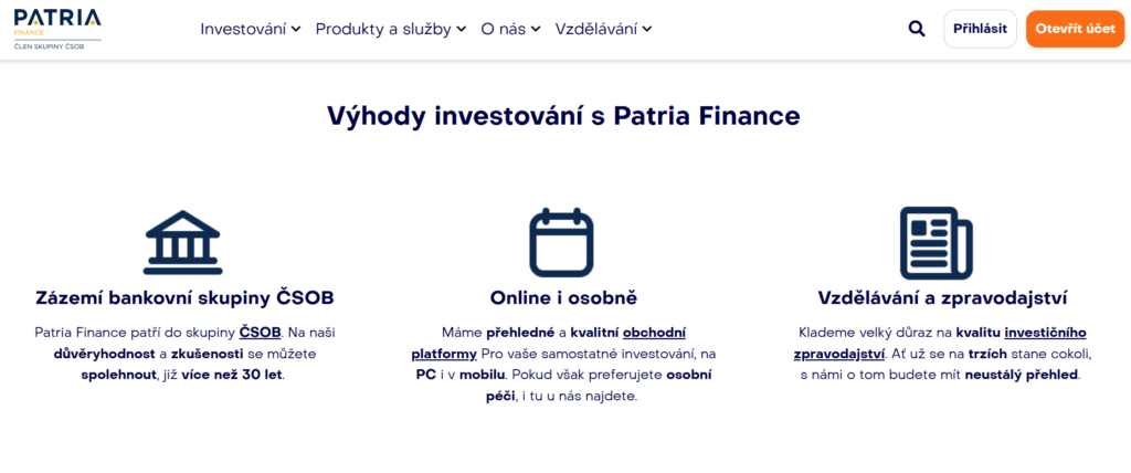 výhody - patria financ e - Tradeinfo.cz Patria Direct: recenze