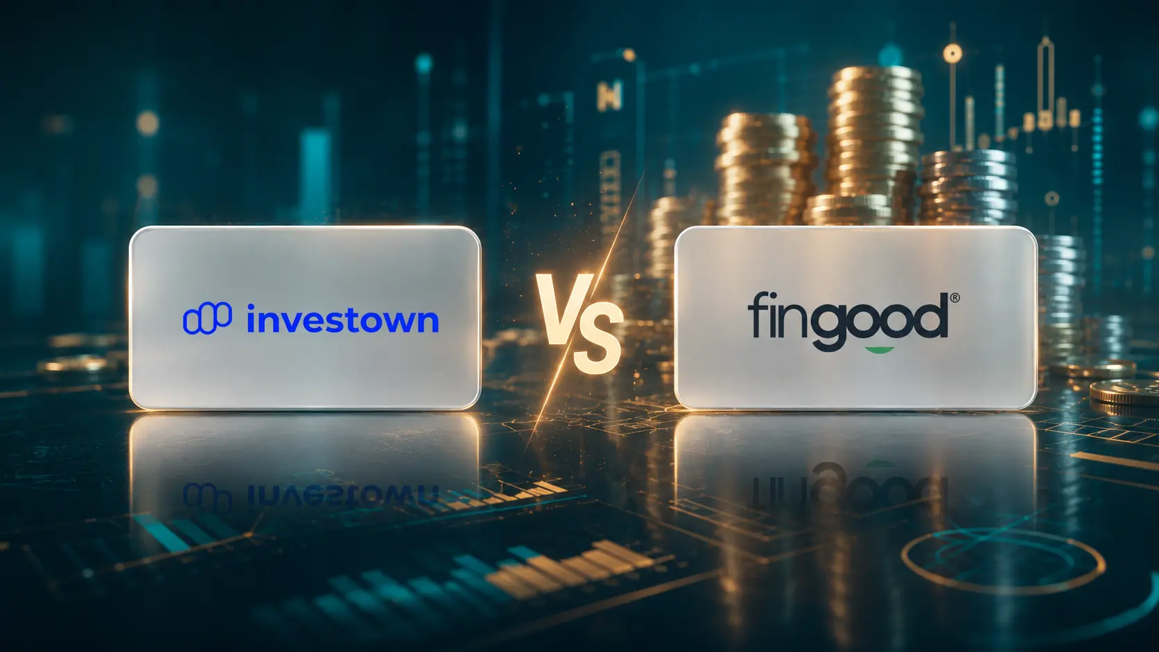 investown-vs-fingood-srovnani-recenze Srovnání investown vs. fingood. Zdroj obrázku: Adobe Stock, loga společností