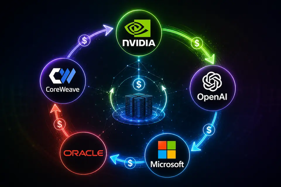 nvidia-openai-ai-bublina-kolotoc - Tradeinfo.cz Nvidia, OpenAI a AI bublina: Jsou rekordní tržby skutečné? Zdroj obrázku: Generováno AI