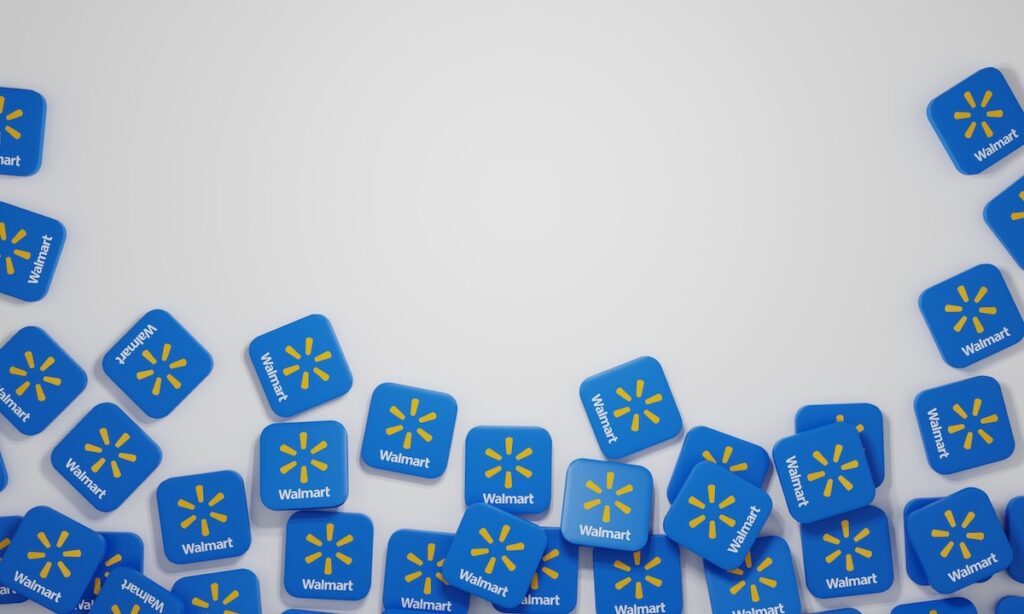 walmart7áý67887 - Tradeinfo.cz Blue Walmart tiles scattered along the bottom edge of the image on a light gray background, forming a decorative border.